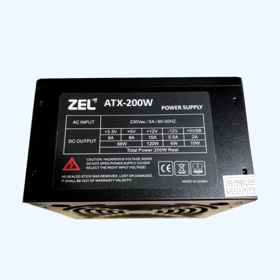 ZEL ATX 200W BLACK POWER SUPPLY